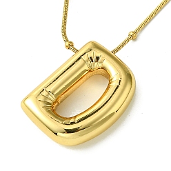 Letter D Ion Plating(IP) Initial Letter 304 Stainless Steel Pendant Necklaces, Real 18K Gold Plated, Letter D, 15.91 inch(40.4cm), pendant: 21x16mm