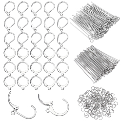 Нержавеющая Сталь Цвет Наборы для изготовления ювелирных изделий своими руками, включая 304 фурнитуру для серег с застежкой-рычагом из нержавеющей стали, а также булавку и открытое соединительное кольцо, цвет нержавеющей стали, 4x0.5 мм, внутренний диаметр: 3 мм