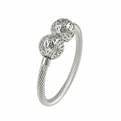 Платинированный Полые круглые латунные открытые браслеты-манжеты, витые браслеты с крутящим моментомдля женщин, Реальная платина, внутренний диаметр: 2-1/2x2-1/8 дюйм (6.5x5.5 см)