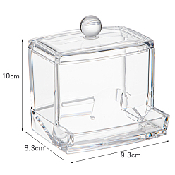 Clear Transparent Plastic Storage Box, for Cotton Swab, Cotton Pad, Beauty Blender, Rectangle, Clear, 9.3x8.3x10cm