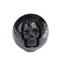 Gemstone Натуральный астрофиллит, вырезанный по кругу с фигурками черепов, для домашнего офиса настольный орнамент фэн-шуй, 50~70 мм