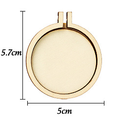 Плоский Круглый Деревянные пяльцы для вышивания крестиком, вышитая рамка дисплея, аксессуары для швейных инструментов, плоско-круглые, 57x50 мм