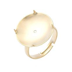 Настоящее золото 24K Регулируемые латунные 4 настройки зубцового кольца, круглые подносы с кольцевым основанием, стойки покрытие, долговечный, без свинца и без кадмия, реальный 24 k позолоченный, лоток : 18.5 мм, 3 мм, внутренний диаметр: 18 мм