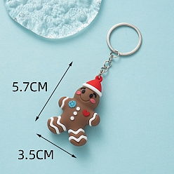 Gingerbread Man Пвх пластиковый брелок, Новогодняя тема, Колобок, кулон: 5.7x3.5 см