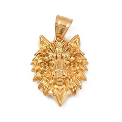 Волк 304 подвески из нержавеющей стали, реальный 18 k позолоченный, ионное покрытие (ip), волк, 29.5x22.5x9.5 мм, отверстие : 7 мм