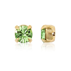 50520 Peridot Preciosa® maxima crystal в пришивной чашке, чешский хрусталь, с настройками латуни, 719 35 012 шатон (круглый), золотые, 50520 перидот, ss 12 (3~3.2 мм)
