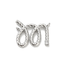 Платина Латунные микро проложить кубического циркония подвески, крутящиеся прелести, стойки покрытие, долговечный, без свинца и без кадмия, платина, 16x19.5x3 мм, отверстие : 1.2 мм