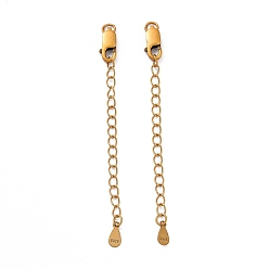 Antique Golden 925 Sterling Silver Chain Extenders, with Lobster Claw Clasps & Charms, Teardrop, Antique Golden, 64x2.5mm, Hole: 2.4mm