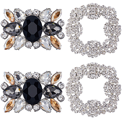 (52) Непрозрачная лаванда 4 шт. 2 стильные зажимы для обуви со стразами из сплава, съемное украшение для обуви, разноцветные, 53~60x39~53x12~18 мм, 2 шт / стиль