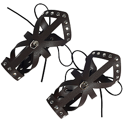 Кокосово-Коричневый Регулируемый браслет из искусственной кожи с восковым шнуром, перчатка браслет, Защита запястья манжеты с фурнитурой из сплава для мужчин, кокосового коричневый, 7-3/8x9x7/8 дюйм (18.6x22.9x2.3 см)