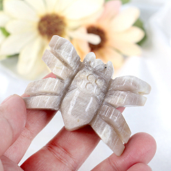 Лунный Камень Резные фигурки пауков из натурального лунного камня, статуи для украшения рабочего стола для домашнего офиса, 35x60 мм