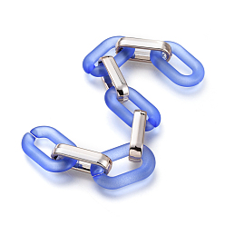 Royal Blue Handmade Figaro Chains, with Transparent Frosted Acrylic Linking Ring and CCB Plastic Linking Ring, Oval, Royal Blue, Link: 31x19x5mm, 6.5x12x29, about 39.37 inch(1m)/strand