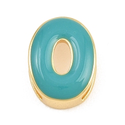 Letter O Laiton perles d'émail, sans cadmium et sans plomb, crémaillère plaquage, plaqué longue durée, réel 18 k plaqué or, lettre o, 14x11x6mm, Trou: 3x11mm