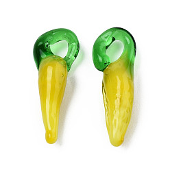 Желтый Подвески лэмпворк ручной работы осенняя тема, кукуруза, желтые, 23~30x9~10x7~8 мм, отверстие : 1.5~3.5 мм
