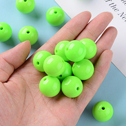 Lime Opaque Acrylic Beads, Round, Lime, 20x19mm, Hole: 3mm, about 111pcs/500g