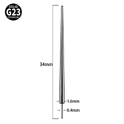 Нержавеющая Сталь Цвет G23 титановые прокалывающие конические штифты для вставки, для звонка, цвет нержавеющей стали, 34x1.6 мм, внутренний диаметр: 0.4 мм