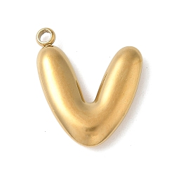 Letter V 304 начальные подвески из нержавеющей стали, ионное покрытие (ip), реальный 18 k позолоченный, Буква V, 16~18x6~18x3 мм, отверстие : 1.8 мм