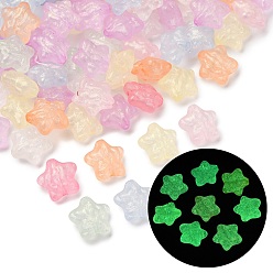 (52) Непрозрачная лаванда Светящиеся прозрачные акриловые бусины, звезда, с золотой порошок, светится в темноте, разноцветные, 13.5x14x7.5 мм, отверстие : 1.8 мм, Около 847 шт / 500 г