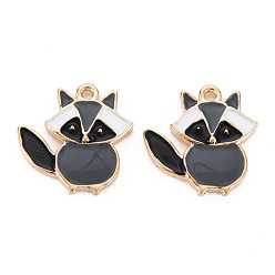 Серый Стойки подвески обшивки сплава, с эмалью, без кадмия и без свинца, лиса, серые, 20.5x20x3 мм, отверстие : 1.6 мм