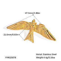Настоящее золото 18K Кольца-манжеты из нержавеющей стали в виде птиц для женщин, реальный 18 k позолоченный, 21x47.3 мм