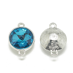 Аквамарин Сплав стекла rivoli горный хрусталь звенья соединители, граненые, конус, платина, аквамарин, 19x13.5x8 мм, отверстие : 1.5 мм