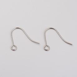 Нержавеющая Сталь Цвет Устойчивые к потускнению 316l крючки для сережек из хирургической нержавеющей стали, провод уха, с горизонтальной петлей, цвет нержавеющей стали, 19x15 мм, отверстие : 2 мм, 21 датчик, штифты : 0.7 мм