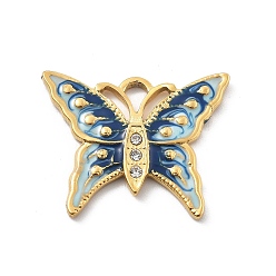 Бабочка 304 из нержавеющей стали горный хрусталь подвески, реальный 18 k позолоченный, бабочка, 20x24x2 мм, отверстие : 3x4 мм