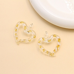 Gold Handmade Lampwork Pendants, Heart, Gold, 36x36mm