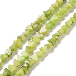 Green Yellow Natural Calcite Beads Strands, Dyed, Triangle, Green Yellow, 5.5x6x3.5mm, Hole: 0.8mm, about 81pcs/strand, 15.94 inch(40.5cm)
