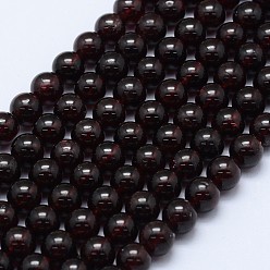 Garnet Natural Garnet Beads Strands, Round, 6mm, Hole: 0.8mm, about 66pcs/strand, 15.75 inch(40cm)