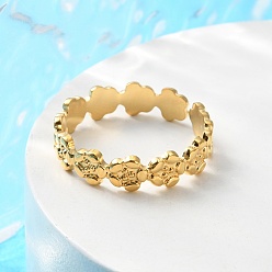 Золотой Ионное покрытие (ip) 304 перстни из нержавеющей стали, манжеты кольца, долговечный, цветок, золотые, размер США 8 1/2 (18.5 мм), 5 мм