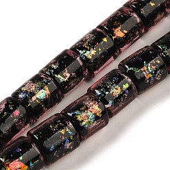 Бледно-фиолетовый Красный Нити стеклянных бусин из дихроичной фольги ручной работы, баррель, бледно-фиолетовый красный, 9x9 мм, отверстие : 2 мм, около 35 шт / нитка, 12.80'' (32.5 см)