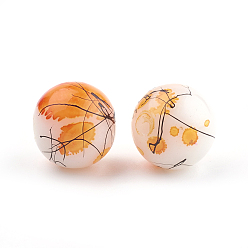 Dark Orange Drawbench & Baking Paint Glass Beads Strands, Round, Dark Orange, 10mm, Hole: 1mm, about 80pcs/strand, 31.4 inch