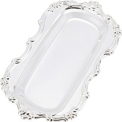 Plata Bandeja de almacenamiento de hierro, organizador de joyas cosméticos, Rectángulo, plata, 206x120x11 mm