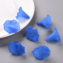 Blue Transparent Acrylic Beads, Calla Lily, Frosted, Blue, 40.5x33x35mm, Hole: 1.8mm, about 135pcs/500g