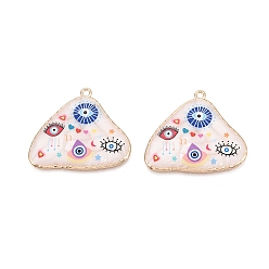 Разноцветный Печатные эмали подвески сплава, треугольник, сглаз и амулеты НЛО, стойки покрытие, без кадмия и без свинца и без никеля, золотые, красочный, 33.5x39x2.5~3 мм, отверстие : 2 мм