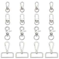 Platine 16pcs 4 fermoirs pivotants en alliage de zinc de style,  crochet mousqueton, forme mixte, platine, 4 pcs / style