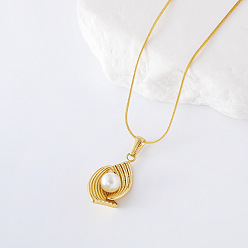 Золотой 3 шт. ожерелья из нержавеющей стали с имитацией жемчуга и подвеской в виде спирали для женщин, белые, золотые, 15.75 дюйм (40 см)