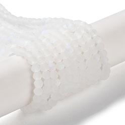 Белый Дым Прозрачные стеклянные бусины, граненые, матовые, с половинным покрытием ab цвета, рондель, серый, 4x3.5 мм, отверстие : 1 мм, около 105~110 шт / нитка, 38~39 см