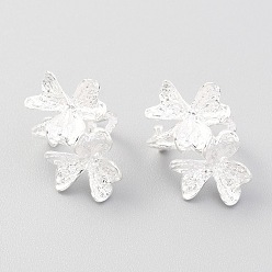 Серебро 925 серьги из серебра 925 пробы, трилистник, серебряные, 20x12.5x13 мм