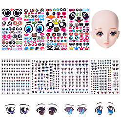 (52) Непрозрачная лаванда 8 шт. 8 стили наклейки для глаз с эффектом переноса воды, для лица модели средней глиняной куклы, рисунок глаз, разноцветные, 128~193x96~151x0.2~1.5 мм, 1 шт / стиль