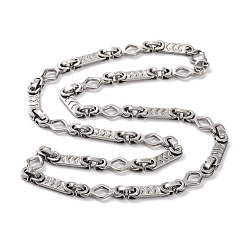 Нержавеющая Сталь Цвет 201 Ожерелье из нержавеющей стали с овальными и ромбовидными звеньями, с 304 нержавеющей стали застежки, цвет нержавеющей стали, 23.62 дюйм (60 см)