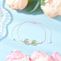 Розовый Кварц Браслеты из натуральных плетеных бусин с драгоценными камнями для мужчин и женщин, с нейлоновой нитью, акриловыми бусинами и стеклянными бусинами, внутренний диаметр: 5/8~4 дюйм (1.5~10 см)