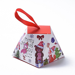 Colorful Christmas Gift Boxes, with Ribbon, Gift Wrapping Bags, for Presents Candies Cookies, Colorful, 8.1x8.1x6.4cm