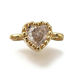 Прозрачный Стойка покрытие латунь кубический цирконий сердце звенья соединительные подвески, долговечный, без кадмия, без никеля и без свинца, реальный 18 k позолоченный, прозрачные, 9x5x3.5 мм, отверстие : 1.2 мм