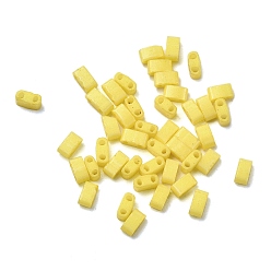 Желтый 2 Отверстие для выпечки краски стеклянные бусины, прямоугольные, желтые, 5x2.5x2 мм, отверстие : 0.8 мм
