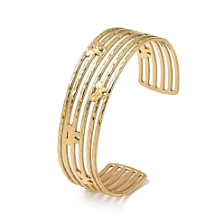 Настоящее золото 14K Ионное покрытие (ip) 304 браслеты-манжеты из нержавеющей стали, многофункциональные браслеты для женщин, бабочка, реальный 14 k позолоченный, внутренний диаметр: 2-1/2 дюйм (6.4 см)