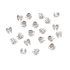 Stainless Steel Color 316 Surgical Stainless Steel Bead Tips, Calotte Ends, Clamshell Knot Cover, 6x4mm, Hole: 0.5mm