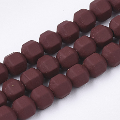 Brown Spray Painted Non-magnetic Synthetic Hematite Beads Strands, Star Cut Round Beads, Faceted, Brown, 4x4x4mm, Hole: 0.5mm, about 100pcs/strand, 15.7 inch
