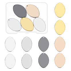 Gemischte Farbe 30Stk. 5 Farben Messing Anhänger, ellipsenförmige, leere tag stempeln, Gemischte Farbe, 26x18x0.7 mm, Bohrung: 1 mm, 6 Stk. je Farbe